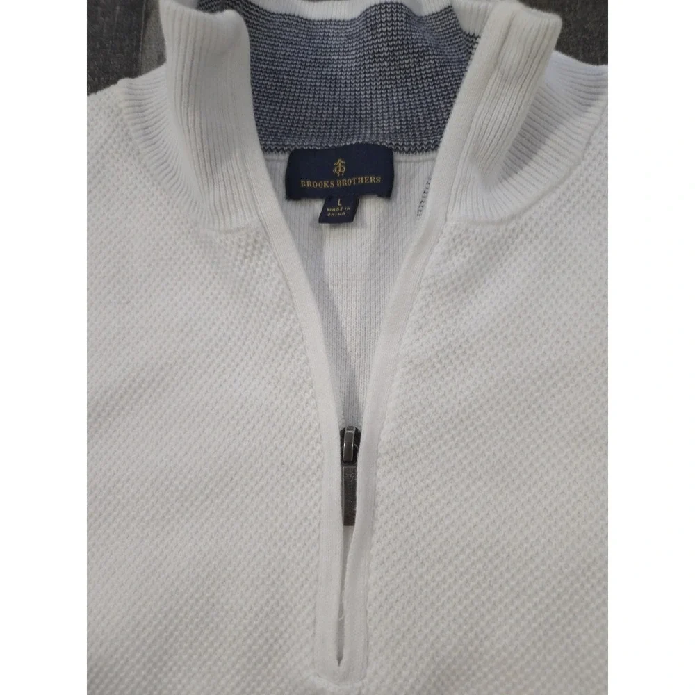 Brooks Brothers Sport 1818 Collection Textured Quarter-Zip Sweater bright white